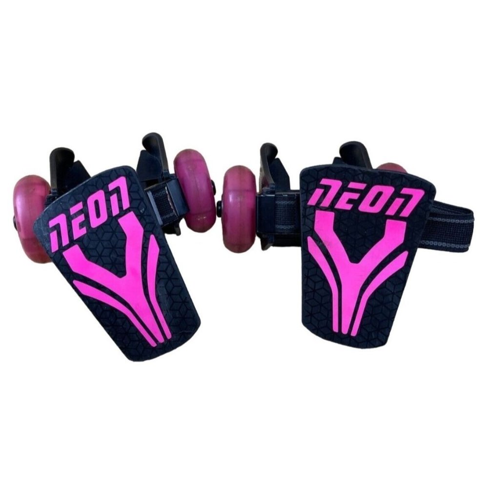 Neon Pop n Lock Street Rollers Pink Roller Skates Shoe Attachment LED Wheels
